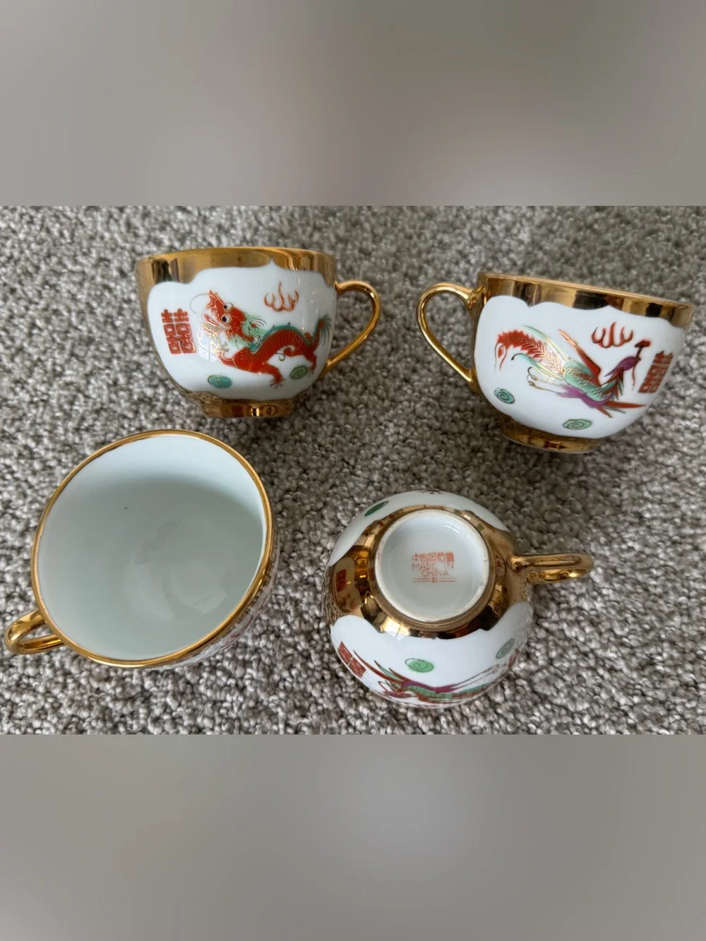 Porcelain tea set with Chinese deagon motifs